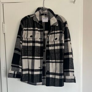 Old Navy Monochrome Plaid Shirt Jacket